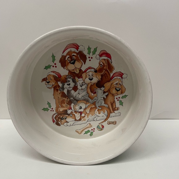 Christmas Holiday Dog Dish 7" Celebrations by Silvestri Bowl Audrey Heffner - Picture 1 of 6